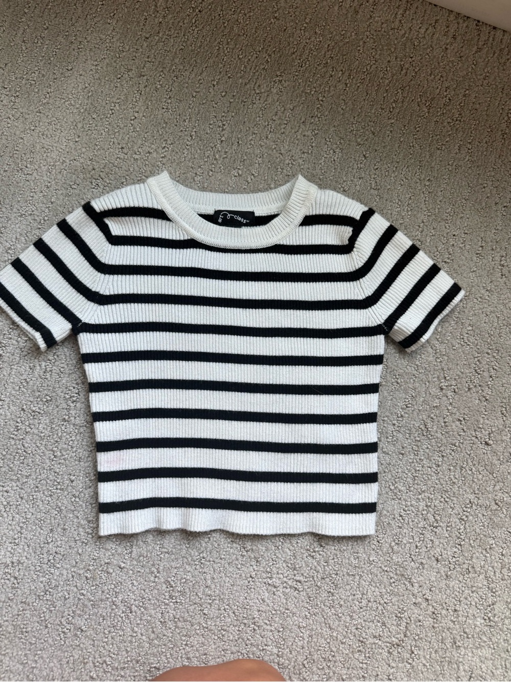 art class Black & White Striped Short Sleeve Knit Top